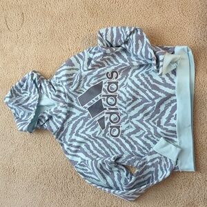 Adidas Blue & Gray Animal Print Stripe Fleece Hooded Sweatshirt Size XL Girls